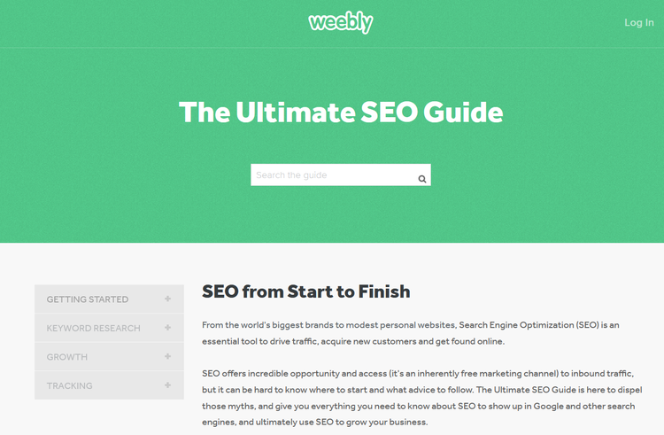 A screenshot of Weebly’s Ultimate SEO Guide.