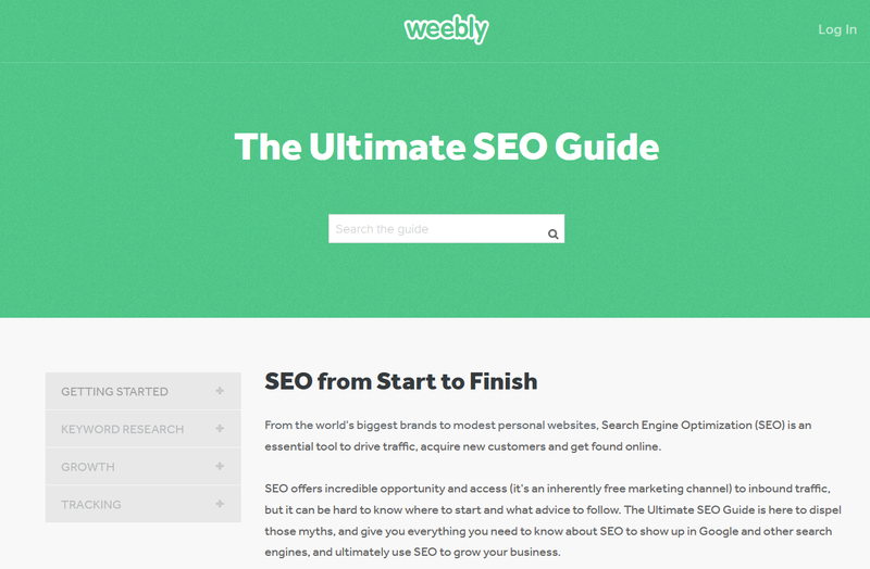 A screenshot of Weebly's Ultimate SEO Guide.