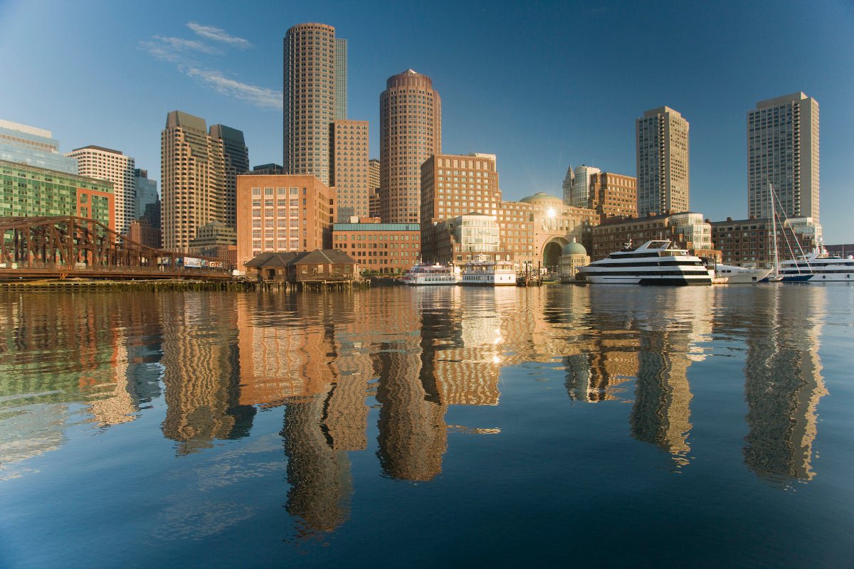 View of Boston, Massachusetts, from harbor.