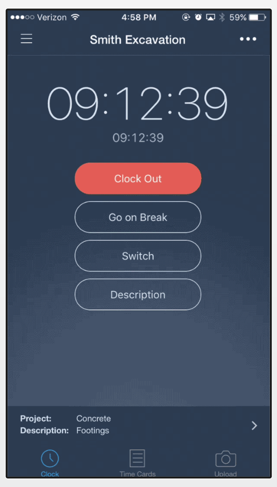 busybusy clock feature to clock in on your mobile phone