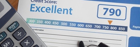 A credit report with an excellent credit score.