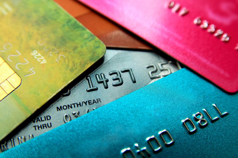 Stack of colorful credit cards