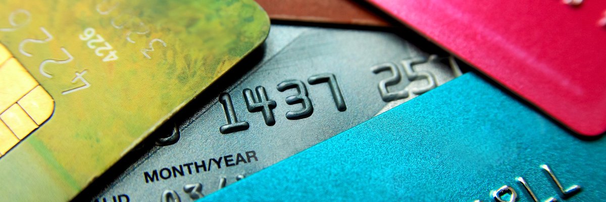 Stack of colorful credit cards