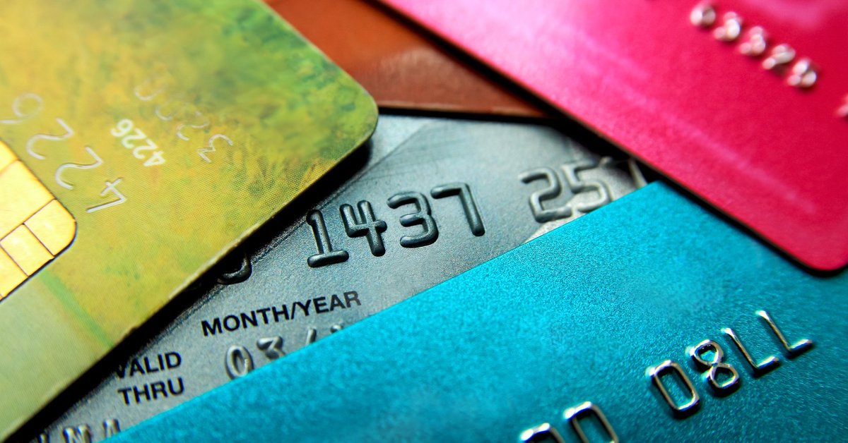 Stack of colorful credit cards