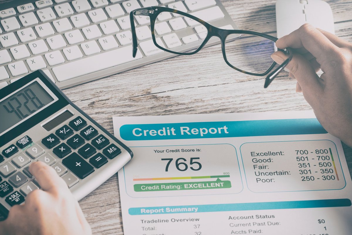 credit report showing score of 765