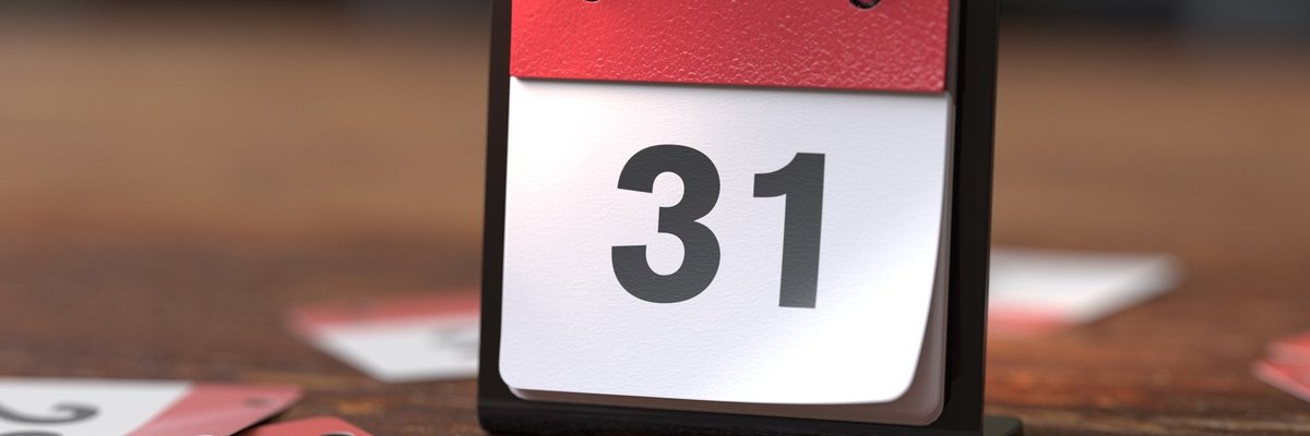 desk calendar showing "31"