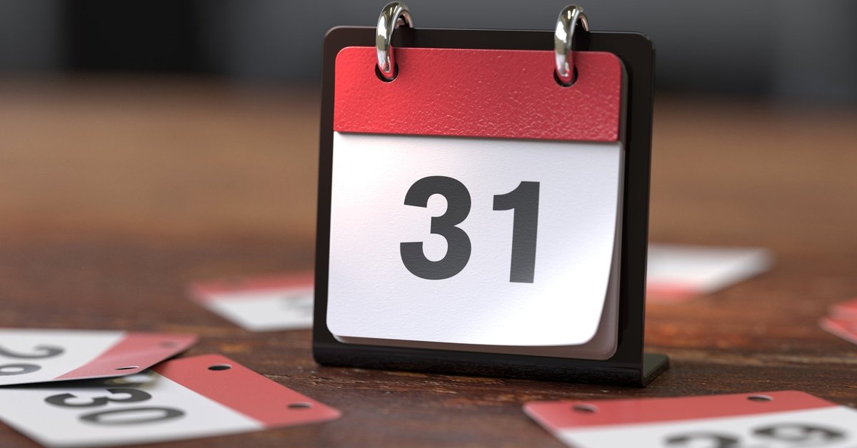 desk calendar showing "31"