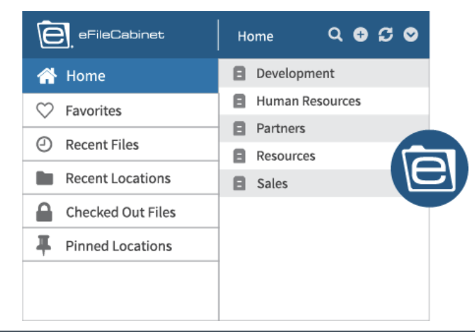 Screenshot of eFileCabinet main navigation