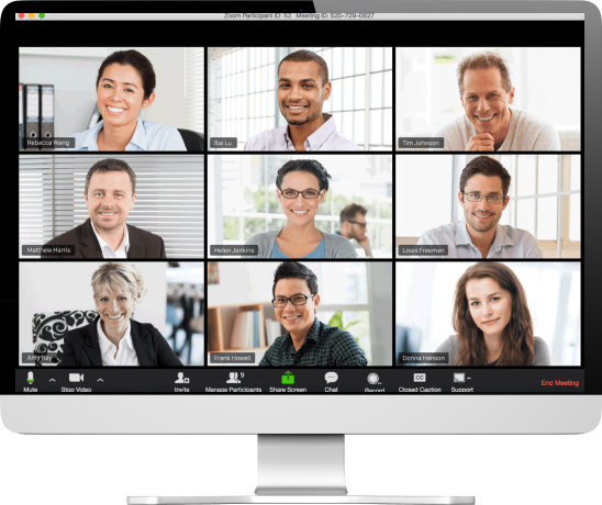 A screen showing nine Zoom Meeting participants at once.