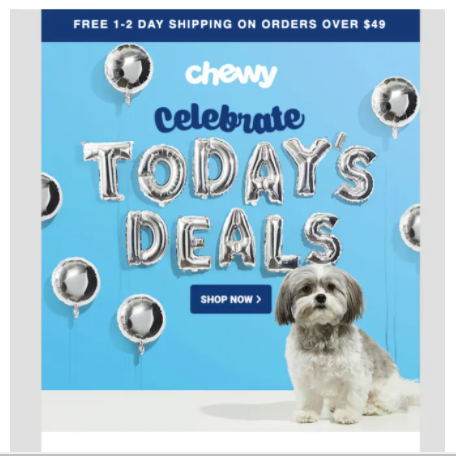 The Chewy flash sale offering free shipping.
