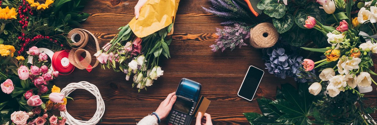 paying with credit card at florist