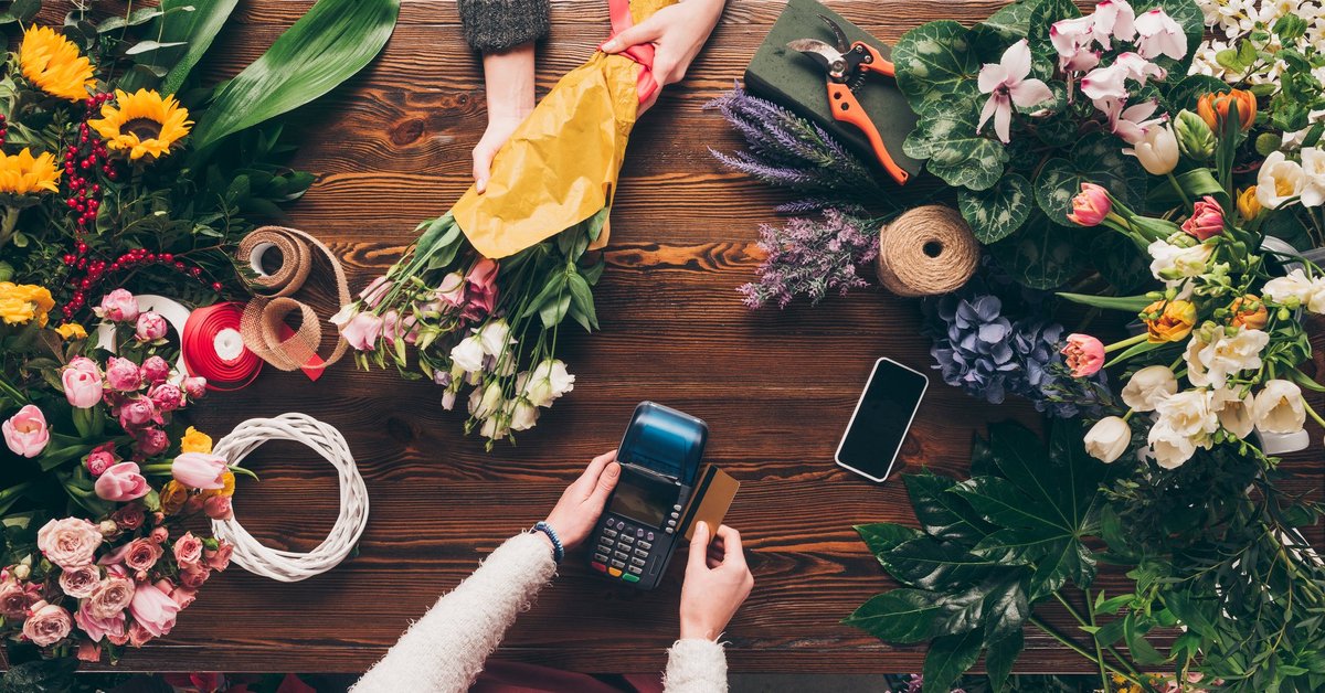 paying with credit card at florist
