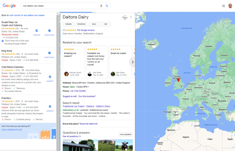 A business page on Google Maps.