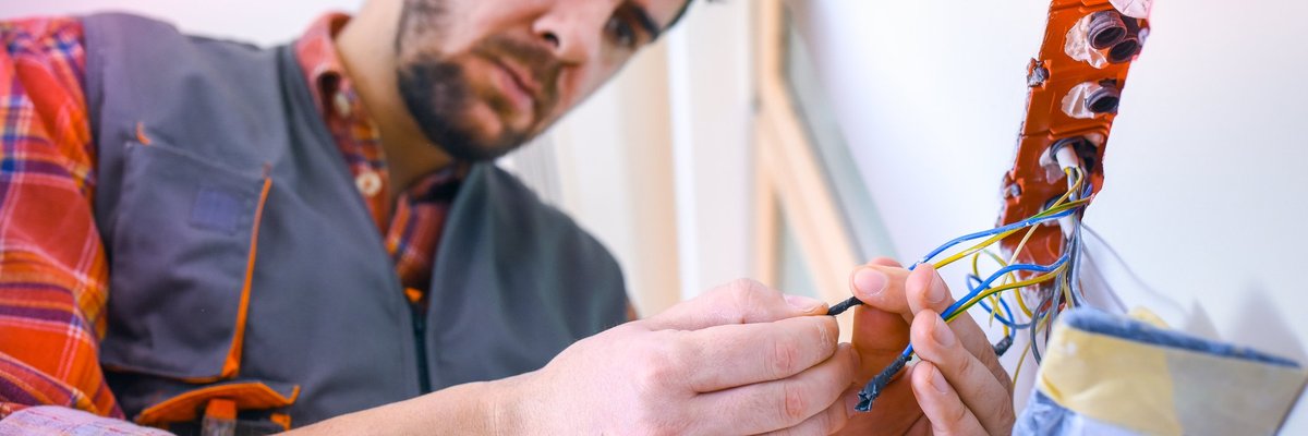 Worker performing home repairs. 