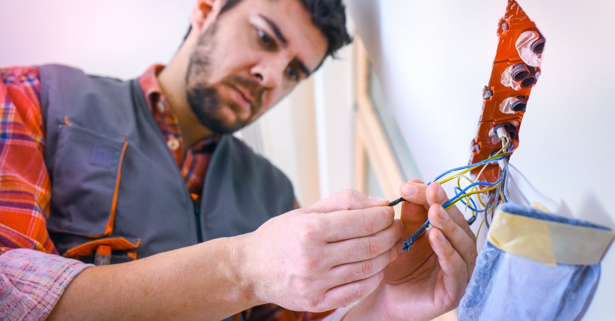 Worker performing home repairs. 