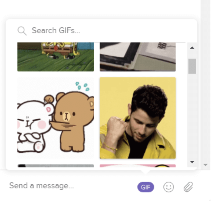 A screenshot of Hostinger’s GIF search in chat.