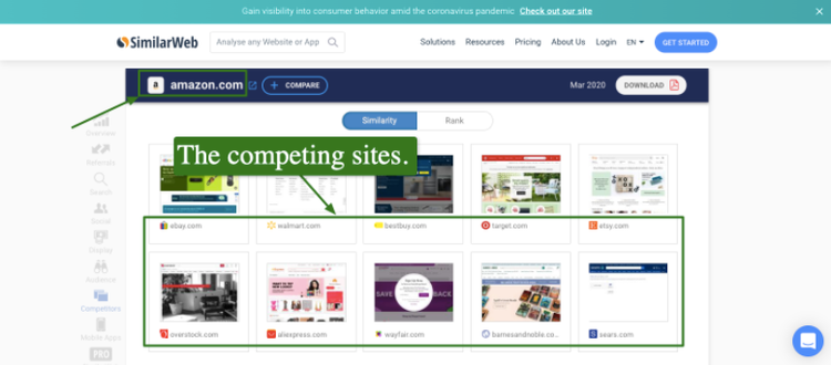 Screenshot of Similarweb's home page