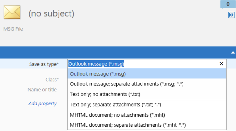 Screenshot of sending files as Outlook messages, attachments, or text only.