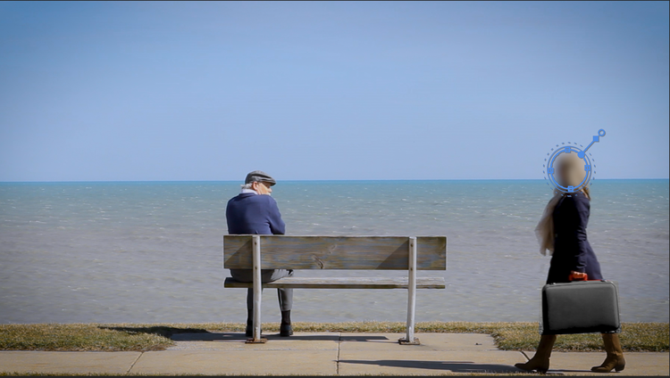 Ellipse mask created for a blur effect in Adobe Premiere.