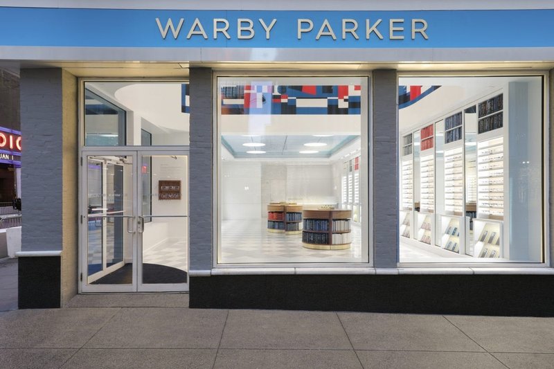 The front of a Warby Parker eyewear store.