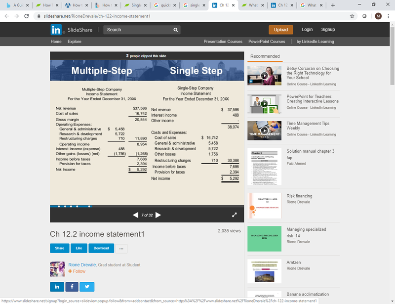 Multi-step and single-step income statement