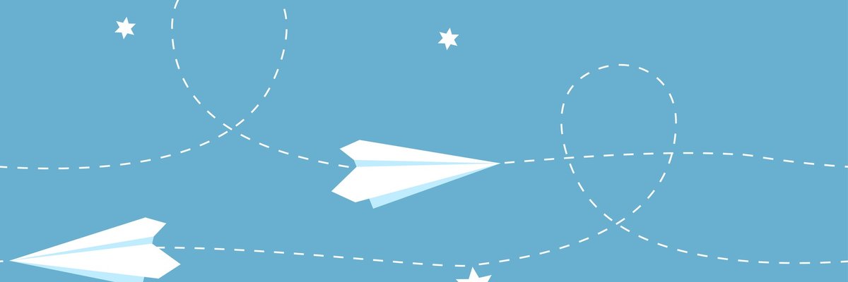 paper airplanes flying among stars