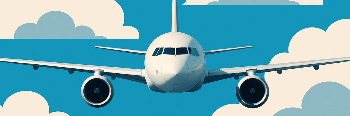 A white plane on a background of fluffy white clouds.