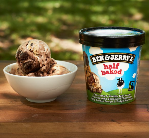 Photo of a bowl of Ben and Jerry's ice cream with a container of ice cream.