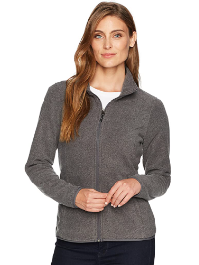 A frontal image of a women’s fleece jacket.