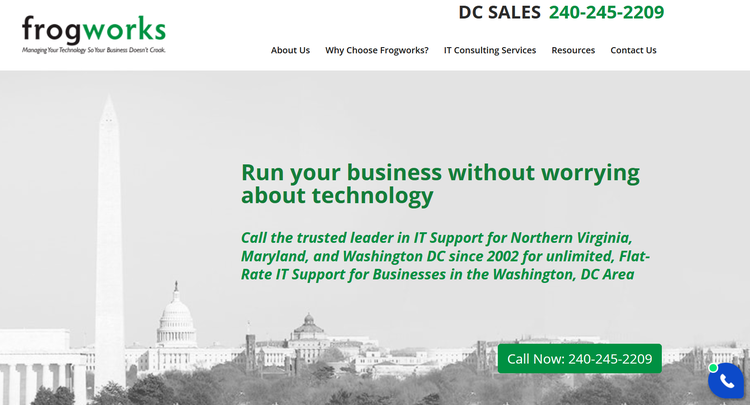 A screenshot of a D.C. IT firm landing page.