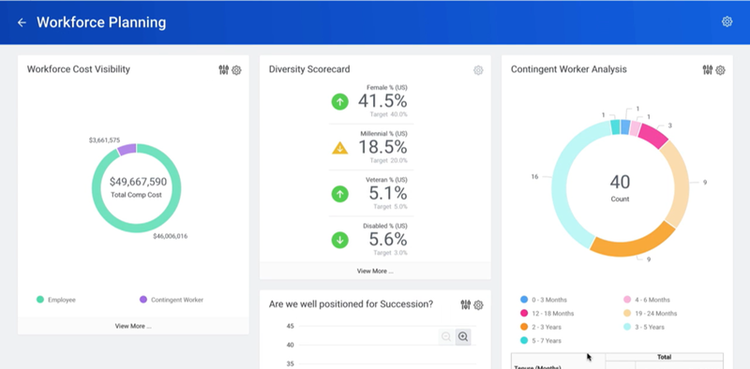 The Workday's reports section to track HR metrics,