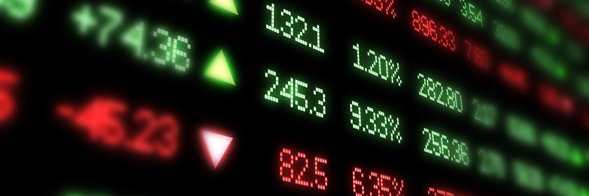 Close up on various stock prices rising and falling