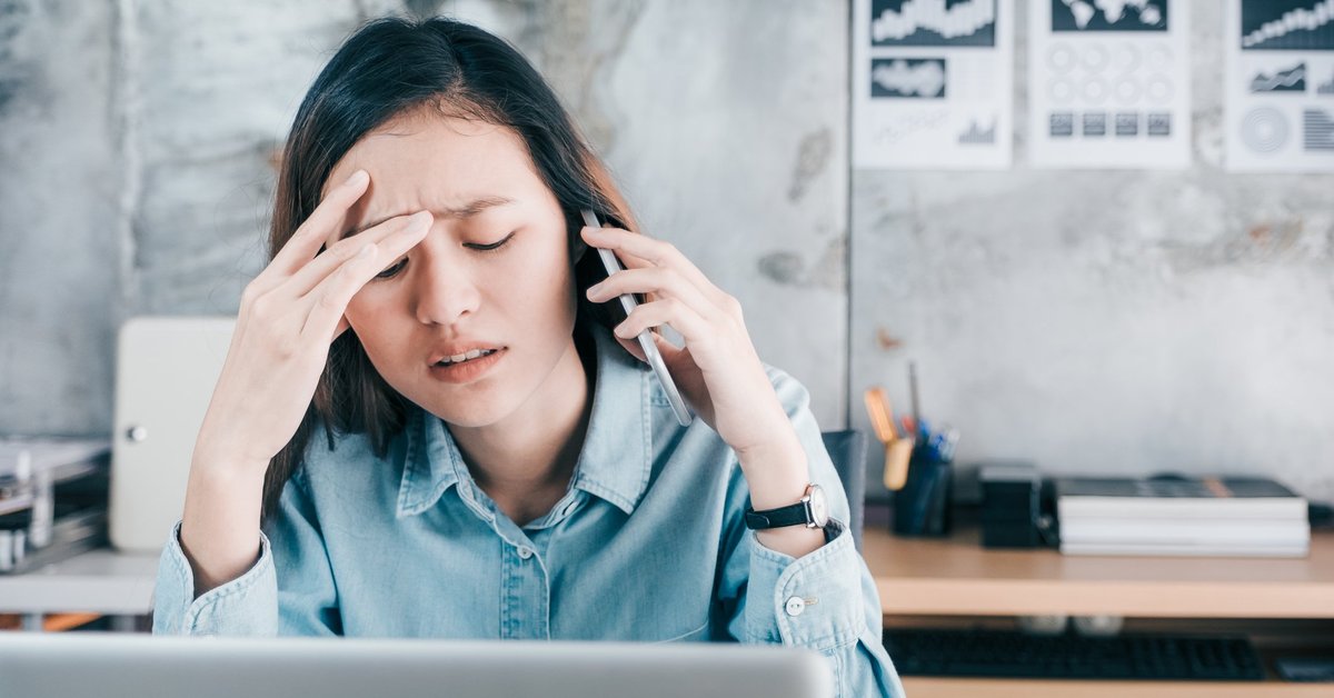 Stressed woman on the phone