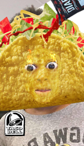 Picture of Taco Bell’s taco filter on Snapchat.