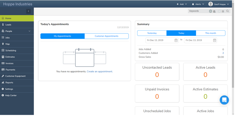 A screenshot of mHelpDesk's dashboard for checking on the schedule.