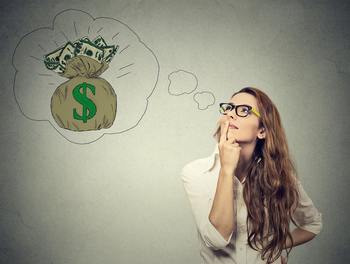 woman thinking about how to make money
