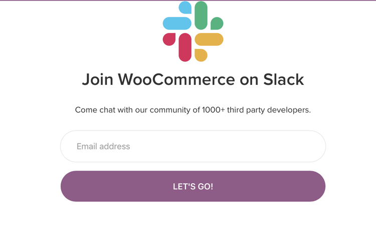 WooCommerce's form to join its Slack community.