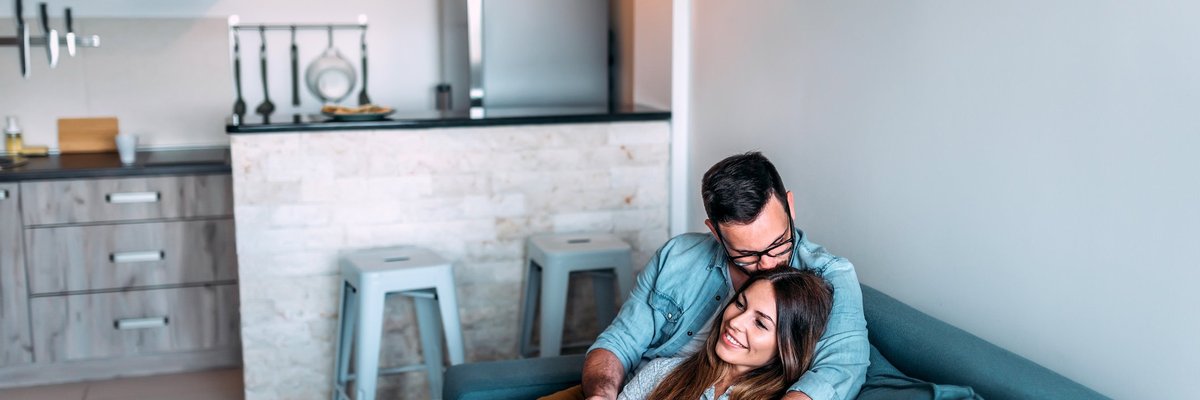 young couple on couch