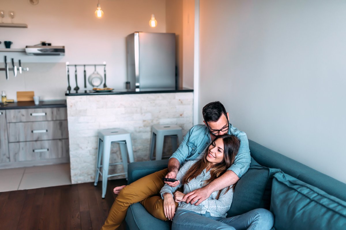 young couple on couch