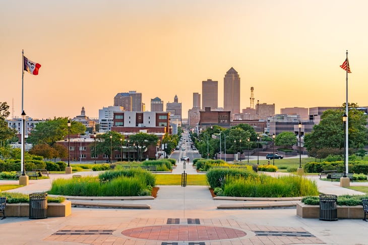 The Des Moines, Iowa skyline