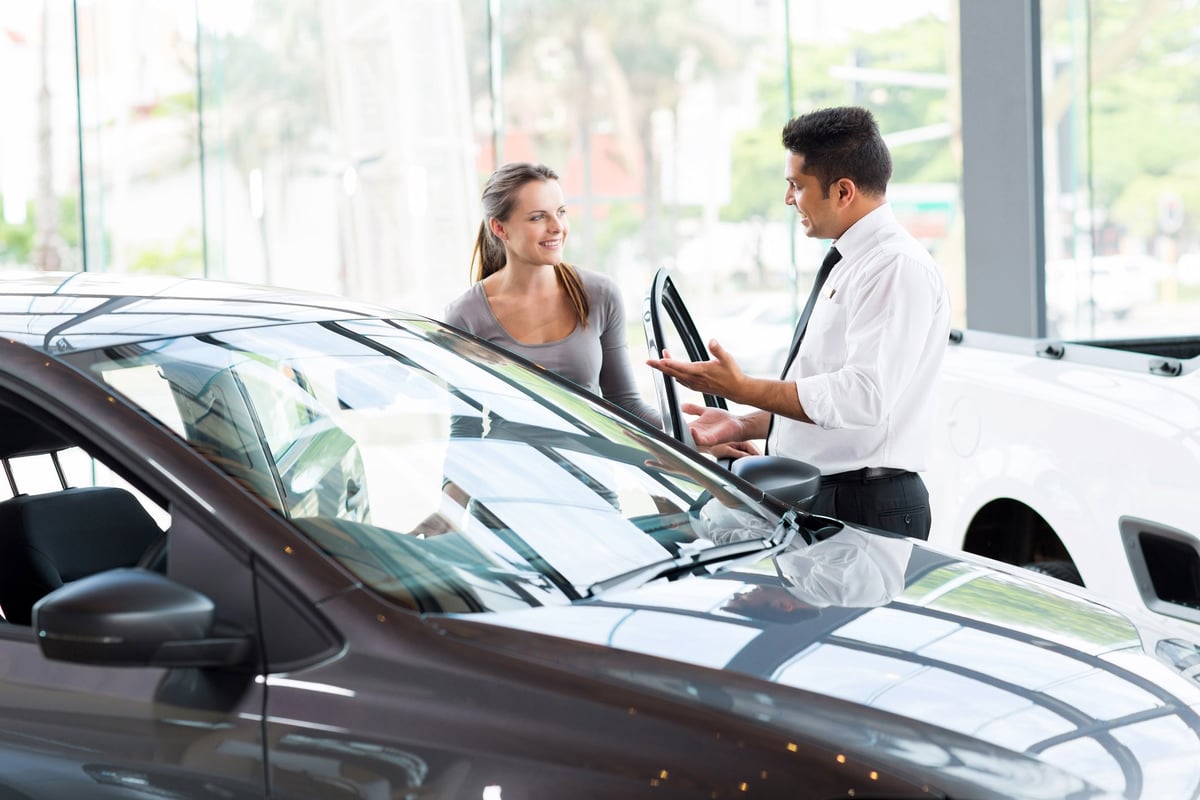 Dealer Showing Female Customer A Car