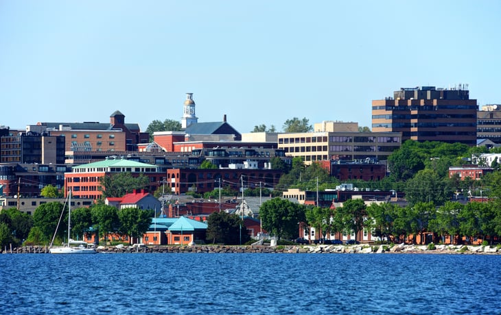 Burlington, Vermont as seen from the river.