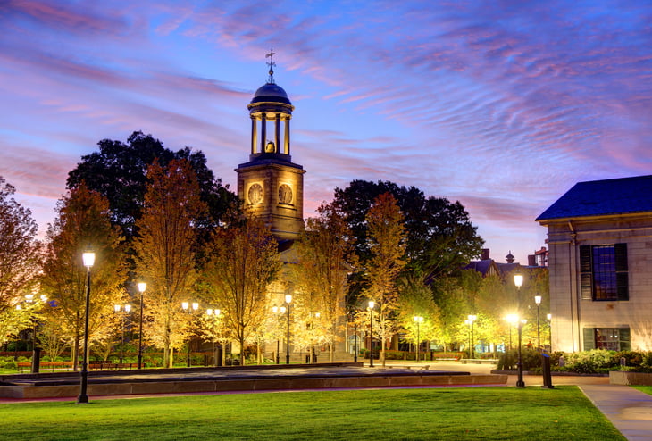 Quincy, Massachusetts at dusk