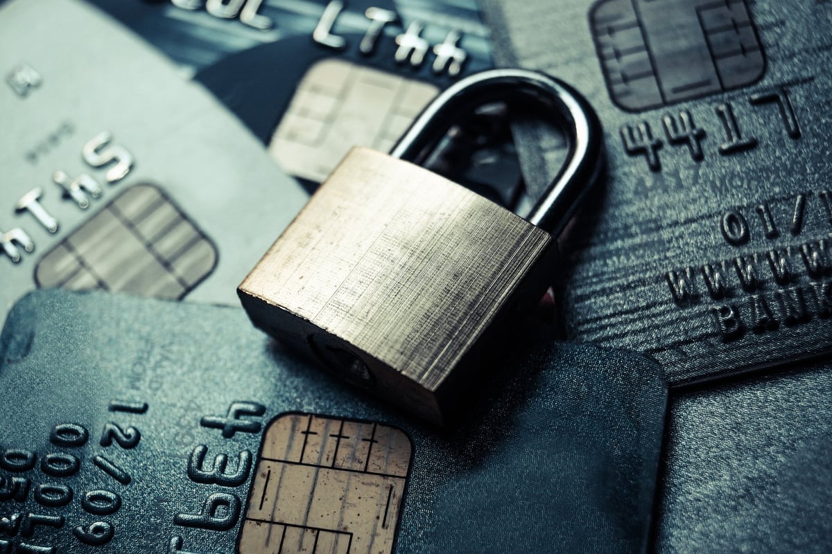 secure credit cards with a lock over them