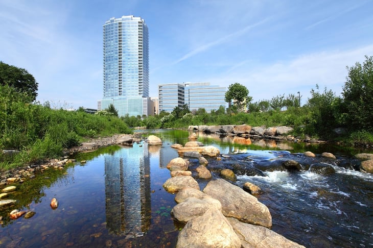 Stamford, Connecticut from river.