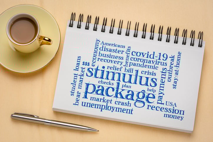 A notepad with stimulus-related words next to a pen and a coffee.