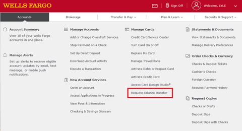 how to transfer credit card balance on wells fargo app