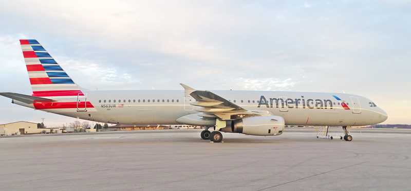 American Airlines plane on the runway