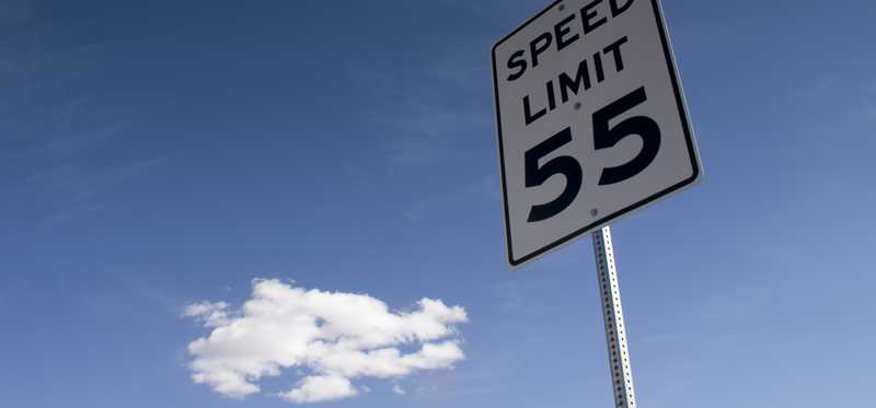 55 mph speed limit sign.