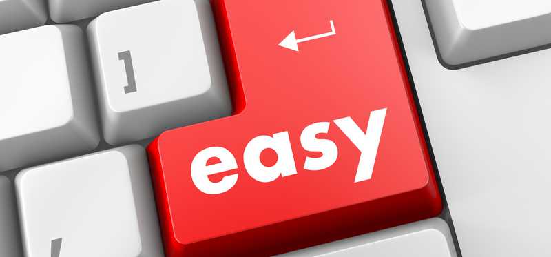Red button on a keyboard labeled Easy.